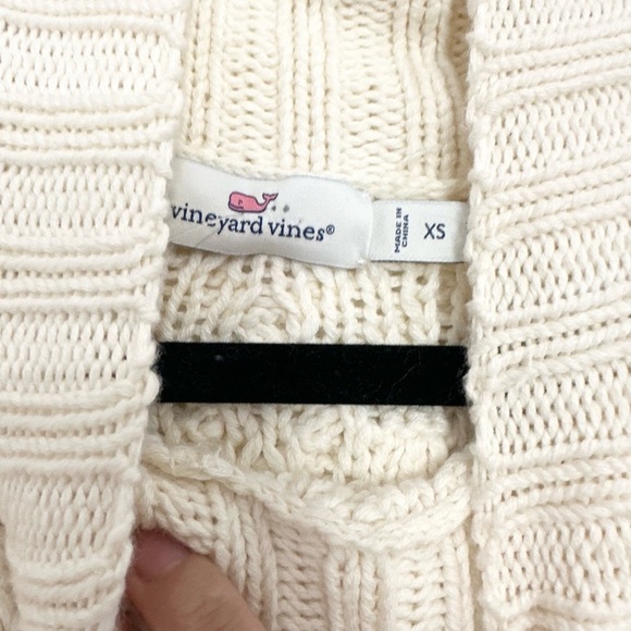 Vineyard Vines Women XS Wool Blend Tipped Island Fisherman Mock Neck Sweater - Picture 2 of 4